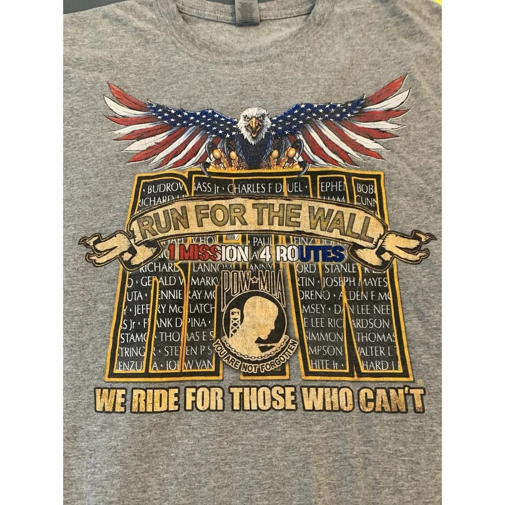 LOT‎ OF 2 Run for the Wall POW MIA 2XL T-Shirts Biker Military Veterans Hi-Vis